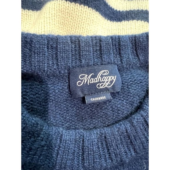 NWOT MadHappy Knit Cashmere Sweater in Blue Cream - Picture 4 of 5